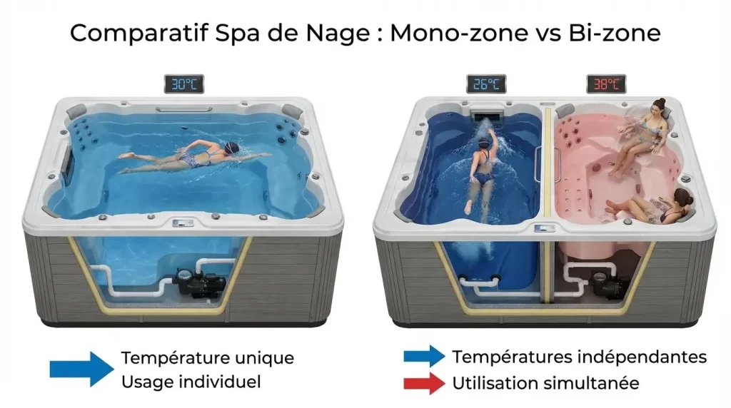 Spa de nage bi-zone : le guide complet pour bien choisir son double bassin, Ligne-Spa
