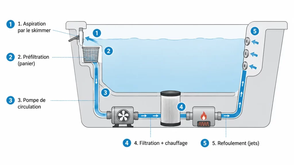 Skimmer pour spa : rôle, fonctionnement et entretien du composant clé de votre filtration, Ligne-Spa